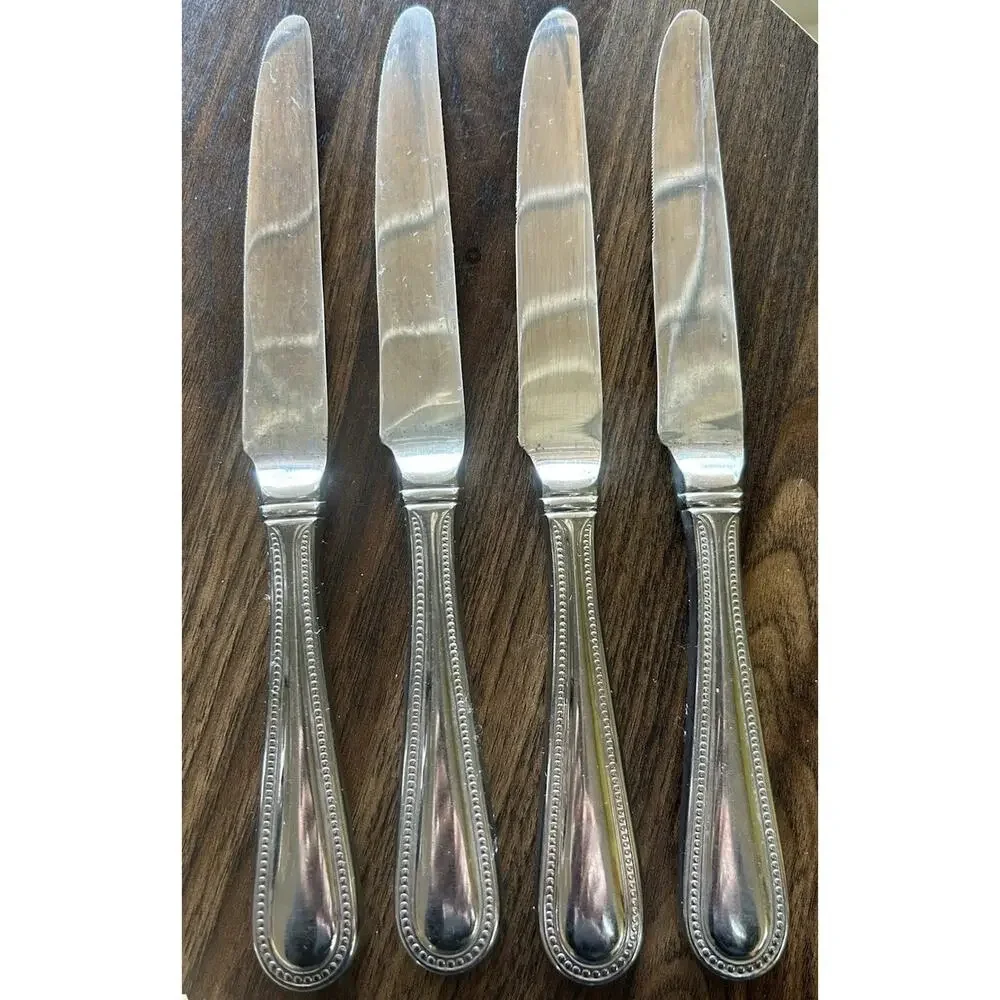 Wallace Continental Bead Flatware Set of‎ 4 Dinner Knives Stainless Steel
